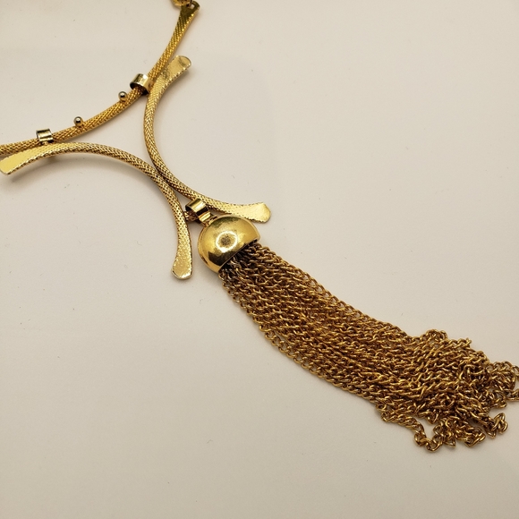 Sarah Coventry Gold Tone Adjustable Tassel Necklace Vintage 70s 80s - Picture 3 of 7